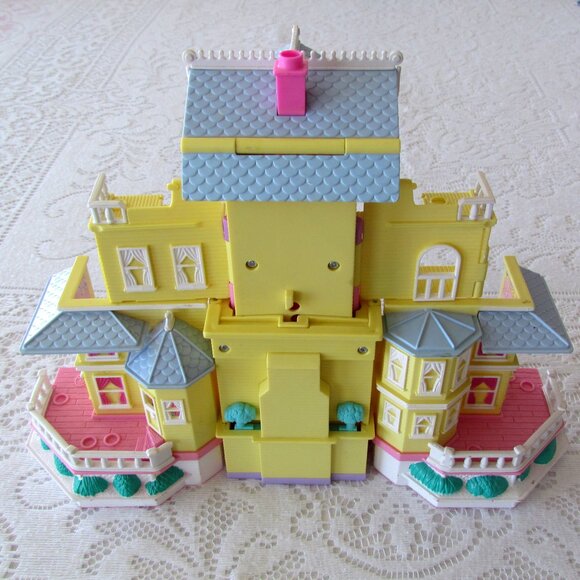VINTAGE POLLY POCKET CLUBHOUSE MANSION + MERRY-GO-ROUND; OPENS UP VERY WIDE! EUC - Picture 6 of 16